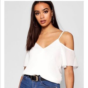 NWT! Cold shoulder white top!